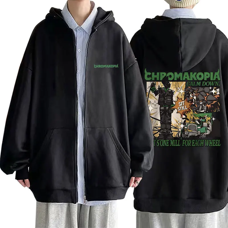 Rapper Tyler The Creator Chromakopia Zipper Hoodie Men Hip Hop Art Aesthetic Zip Up Jacket Men's Fleece Cotton Zip Up Sweatshirt