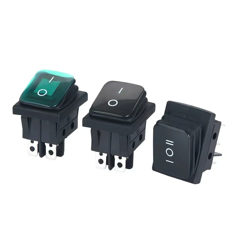 ON OFF KCD4 waterproof and oil proof switch four feet 2 file red green with lights six foot rocker power switch LED 12V 220V