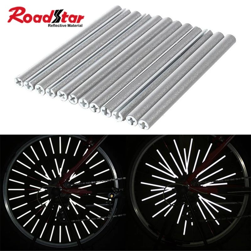 

Roadstar Bicycle Wheel Spokes Reflective Sticker Tube Warning Safety Light DIY Cycling Reflector Reflective Tubes 10/12pcs