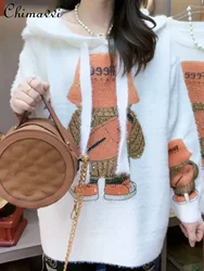 Autumn and Winter New Heavy Hot Diamond Knitted Loose Casual Long-sleeved Mink Top Women's Fashion Loose Pullover Casual Sweater