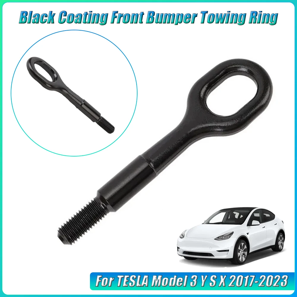 1Pc Towing Bars Towing Eye Hooks Black Coating Front Bumper Towing Ring For TESLA Model 3 Y S X 2017-2023 1077570