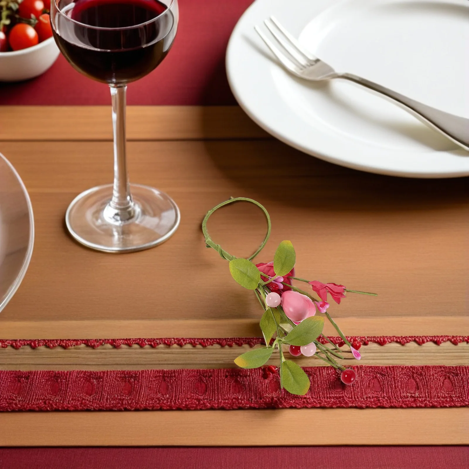 

6Pcs Artificial Flower Napkin Rings Valentine's Day Heart Napkin Holders Romantic Table Decor for Wedding Anniversary Party