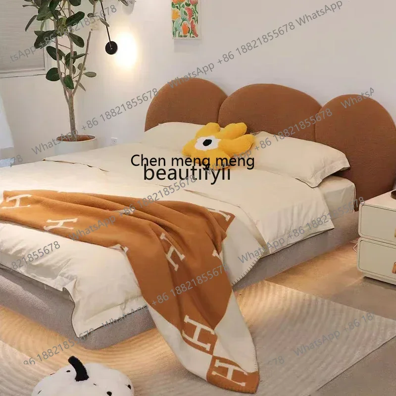 SS ss7486 Nordic modern simple high-end children's master bedroom, designer suspended double pebble fabric bed