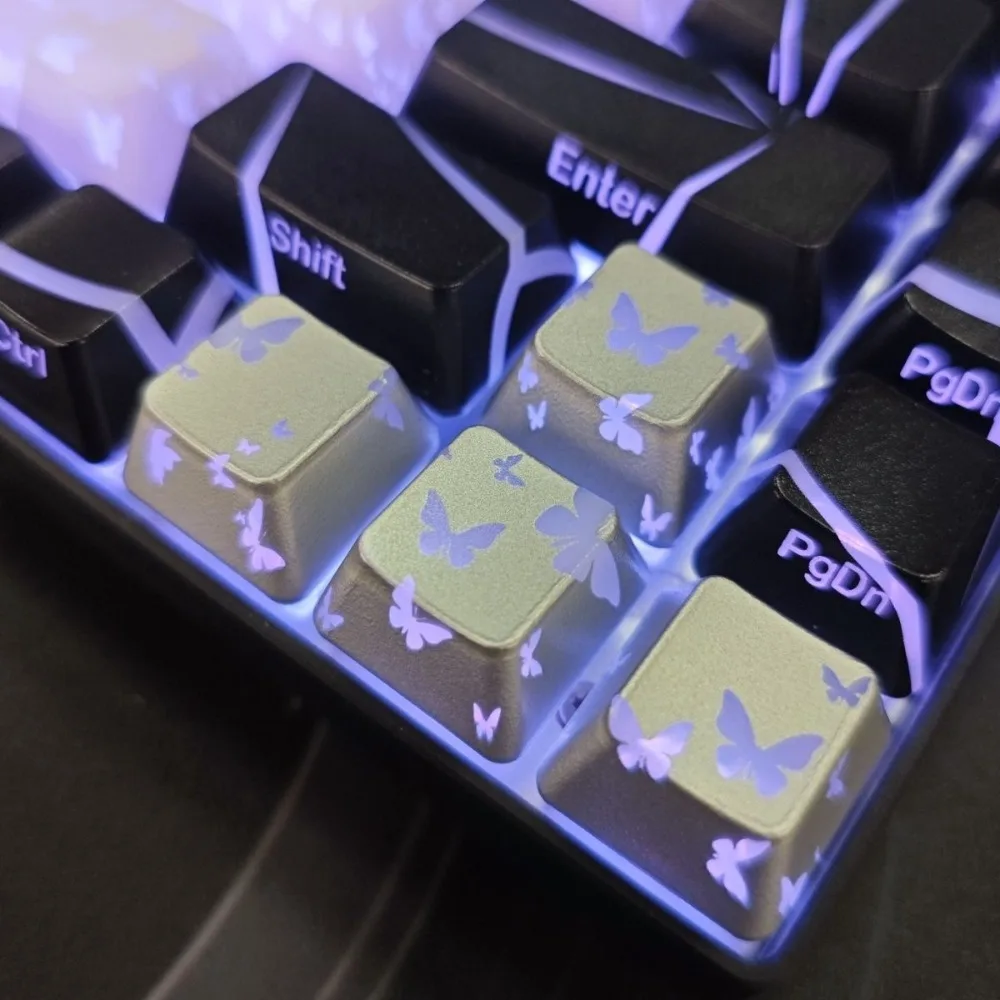 Butterfly Printed Keycaps Personalized Patterns Transparent Magnetic Axis Mechanical Butterfly Resistant Keycaps OEM Height