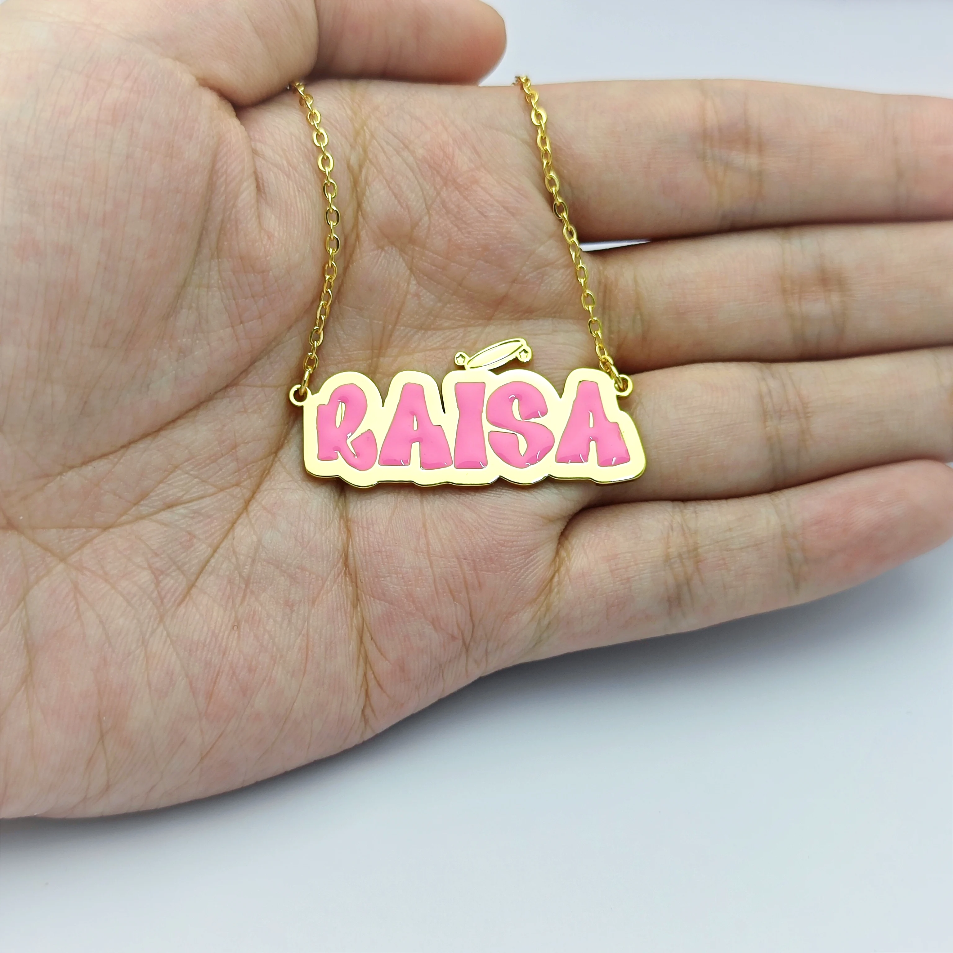 DOREMI Custom Name Necklace Stainless Steel Colorful Necklace Personalized Gifts Enamel Necklace Custom Name Necklace for Women