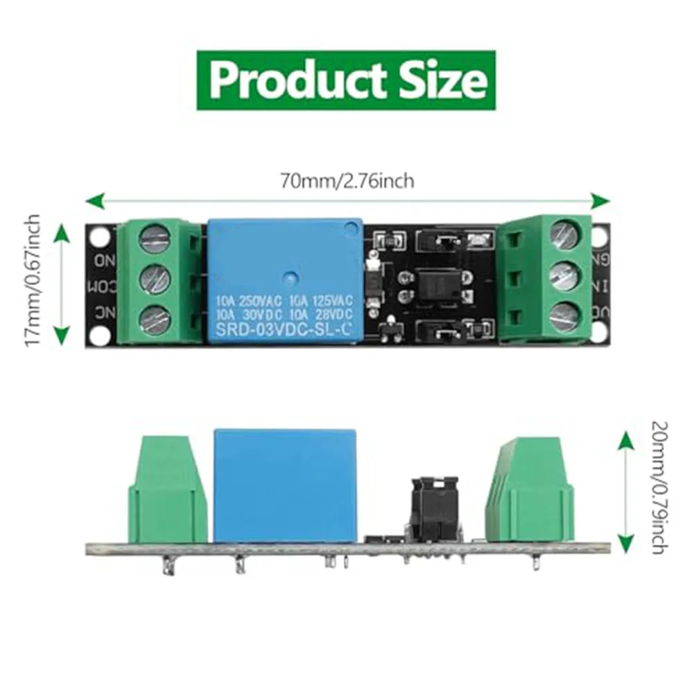 Relay Module 5 pcs 3V Input with Clear Pinout Markings and Low Power Consumption for Microcontroller Signal Switching