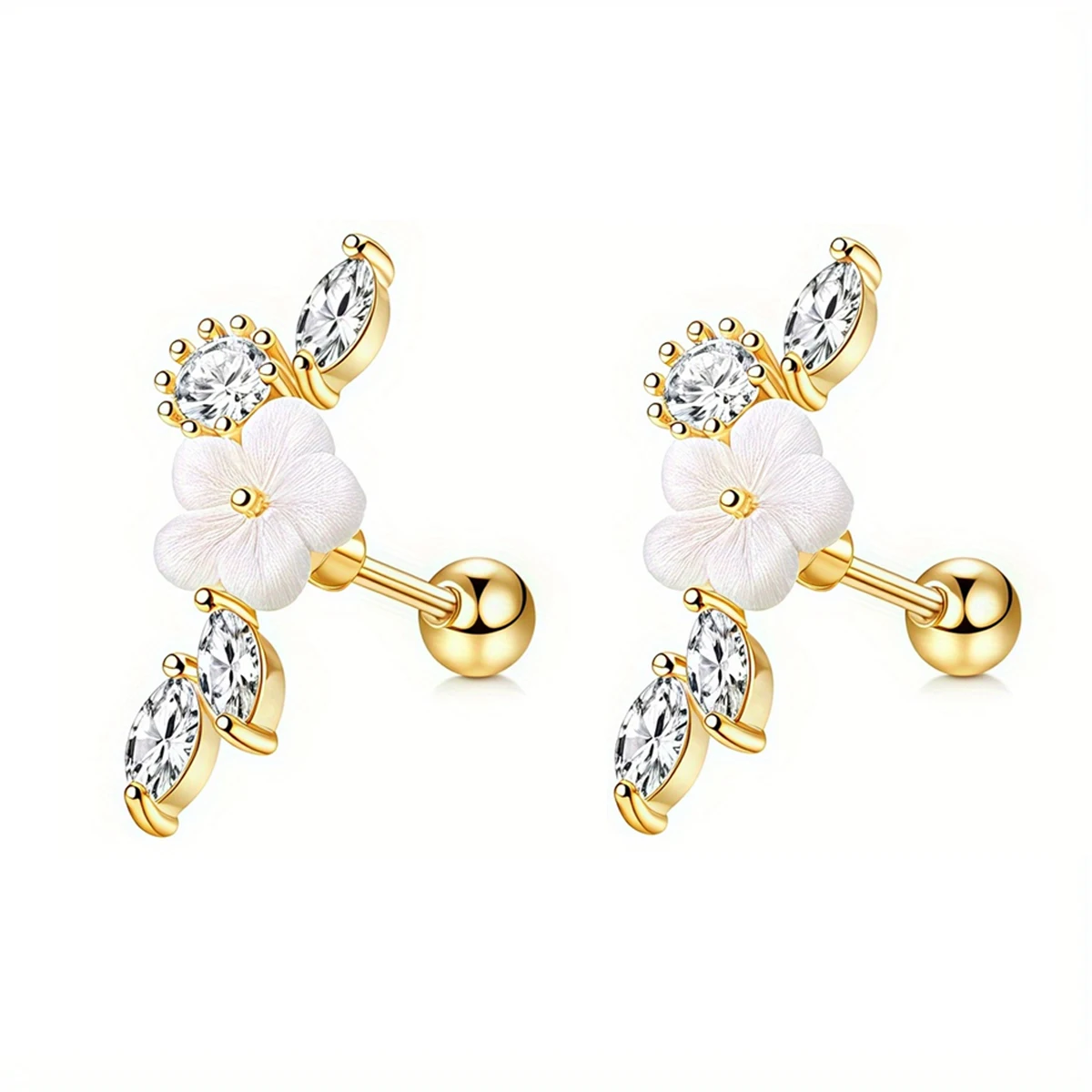 EVISPOL 2Pcs 16G Stainless Steel Screw Back Stud Earrings for Women, Cubic Zerconia Cartilage Conch Helix Ear Piercing Jewelry image 3