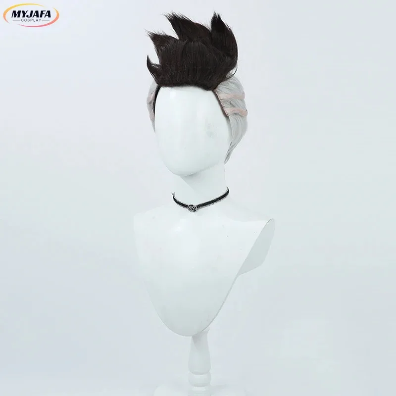 2025 애니메이션 에지러너스 마르티네즈 데이비드 코스프레 블랙 그레이 짧은 내열성 헤어 할로윈 파티 가발 + 가발 모자