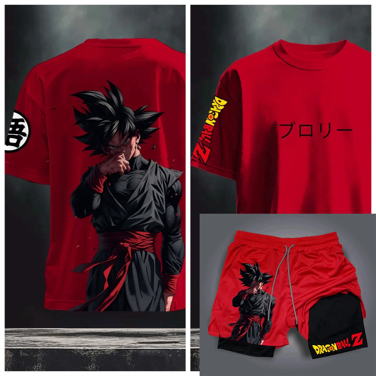 

2025 Anime Dragon Ball Two-piece Cosplay T-shirt Plus Shorts Cotton Short Sleeve Loose Large Casual Sports Fitness T-Shirt Men