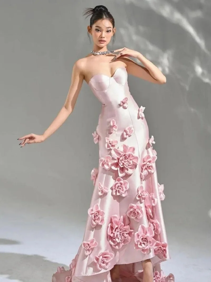 Elegante Vintage Zoete Bloemen Zeemeermin Sexy Backless Aangepaste Formele Promdresseveningjurken فساتين سهرة SY-015