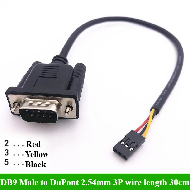 2/5/10Pcs/lot RS232 DB9 Male/Female to DuPont 2.54mm 3P Data Download Cable Terminal Wire DB9 Serial Cable Length 30cm