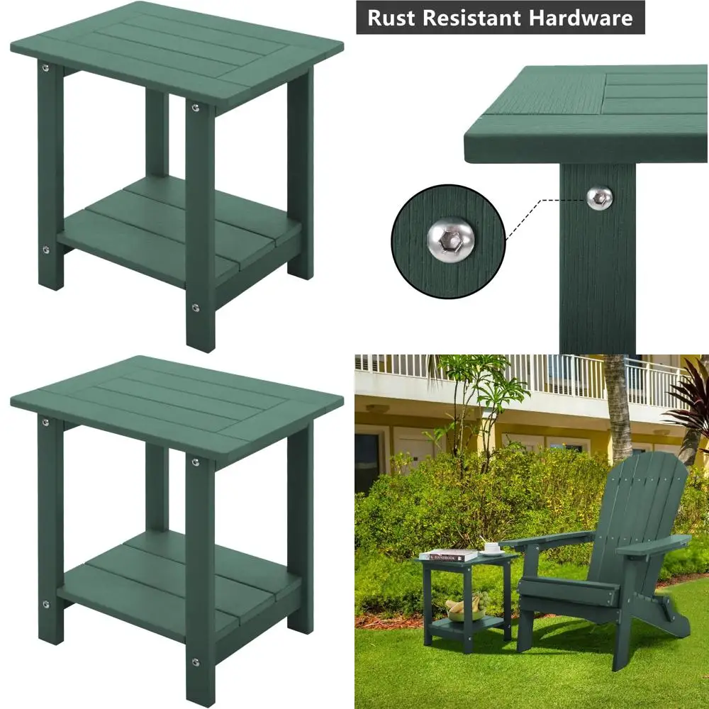 

Устойчивый к непогоде уличный приставной столик, идеально подходящий для стульев Adirondack, зеленый