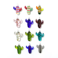 2 pezzi ciondolo in miniatura in vetro con ciondolo in stile cactus creativo graziosi ornamenti per orecchini fatti a mano accessori per collana fai da te donne creazione di gioielli di moda