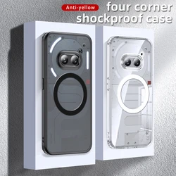 For Nothing Phone (2a) 2A Case Magnetic Transparent Matte Hard PC Shockproof Semitransparent Back Cover for NothingPhone 2a