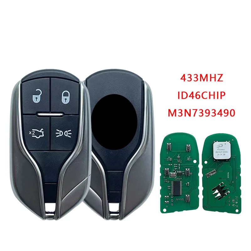 

433MHz ID46 PCF7945A M3N7393490 Keyless Remote Key for Ma=sera-ti Quattroporte Ghibli Levante