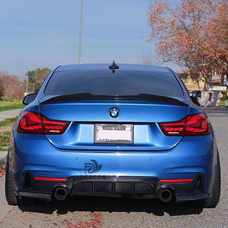 For BMW 4 Series F32 Coupe PSM Style Carbon Fiber Rear Spoiler Trunk Wing 2013-2019 430i 435i 440i Carbon Fiber Glossy Black