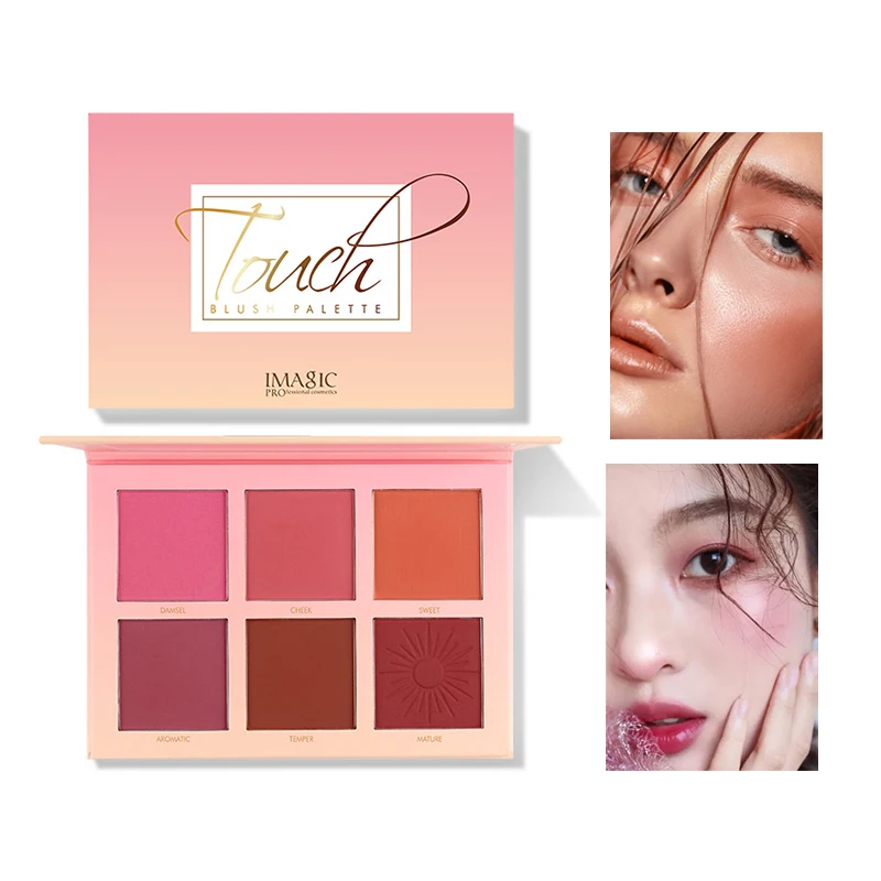 IMAGIC 6 Colors Blush Palette Professional Makeup Blush Pearl Orange Pigment High Quality Beauty Cosmetics Makeup Blush