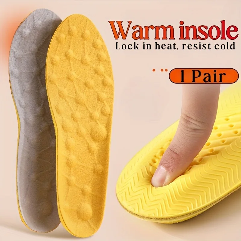 Winter Insoles | Warm Fleece Shoe Inserts, Breathable Anti-Odor Cushioned Comfort for Men & Women Sports Shoes