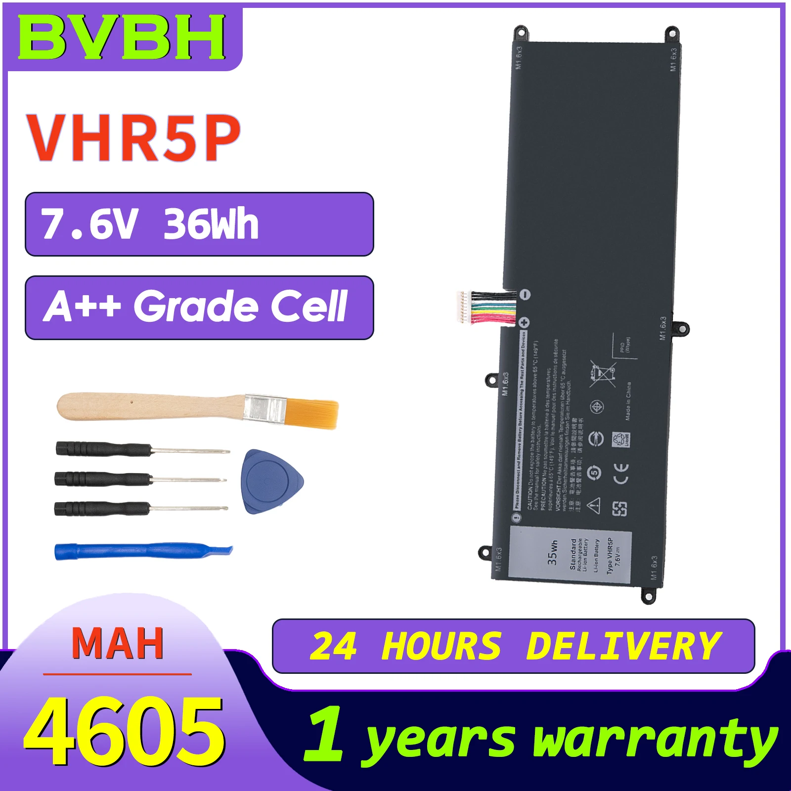 

BVbh VHR5P аккумулятор для ноутбука XRHWG, 0XRHWG Замена для ноутбука Dell Latitude 5175 5179, планшета RHF3V 0RHF3V серии 0PRR5V ZYVP1