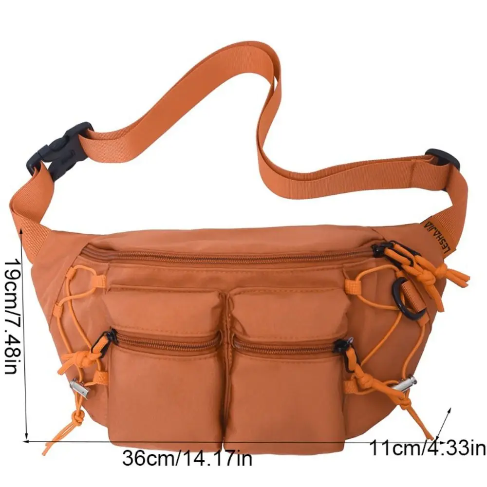 Męska saszetka biodrowa hip-hopowa nylonowa duża pojemność Y2k wielokieszeniowa torba na klatkę piersiową torba crossbody wielofunkcyjna sportowa nerka podróżna