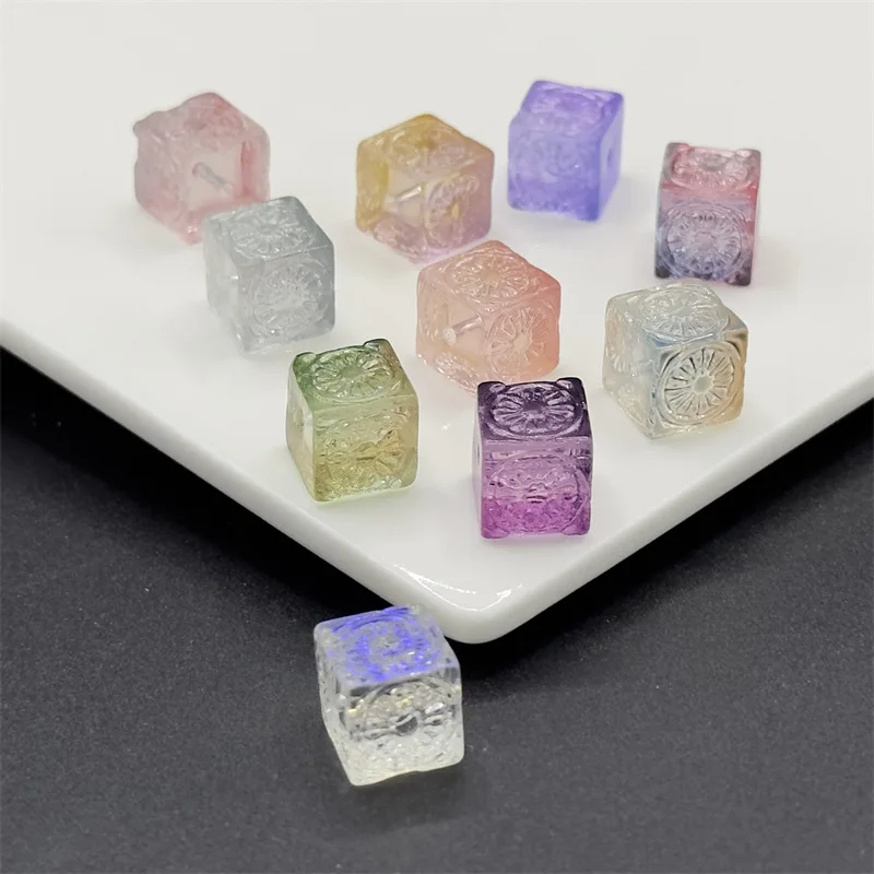 10pcs 11mm quadratische Form Kristallglas perlen Charms für DIY Schmuck Herstellung Armband Ohrringe Halskette Zubehör Großhandel