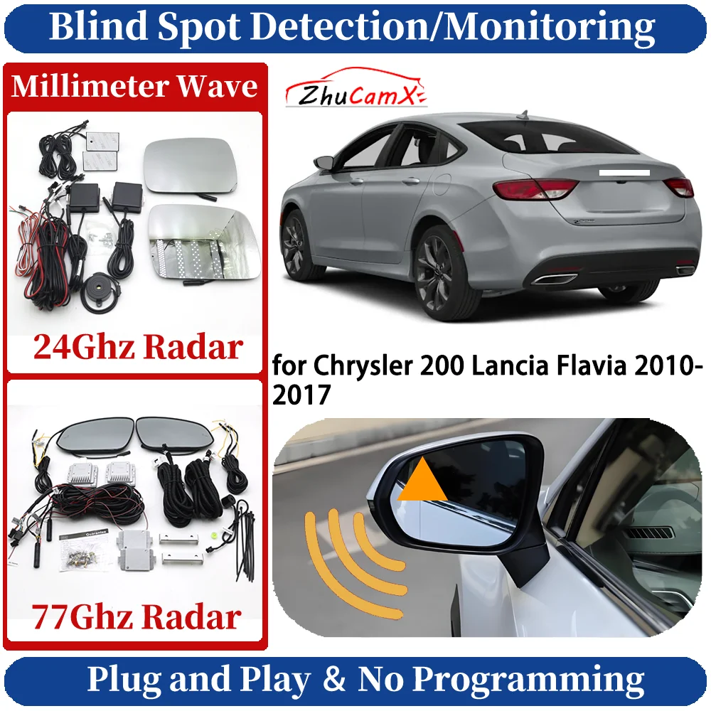 Blind Spot Monitoring/Detection System for Chrysler 200 Lancia Flavia 2010-2017 Night Driving Side Lane Change Warning Assist