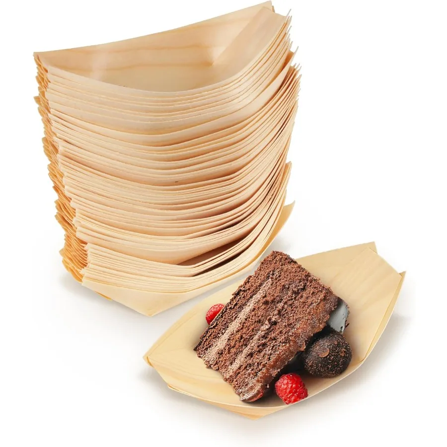 

Disposable Food and Appetizer Wood Boat Dishes - 7.9" x 4" x 1" - 300 Pieces