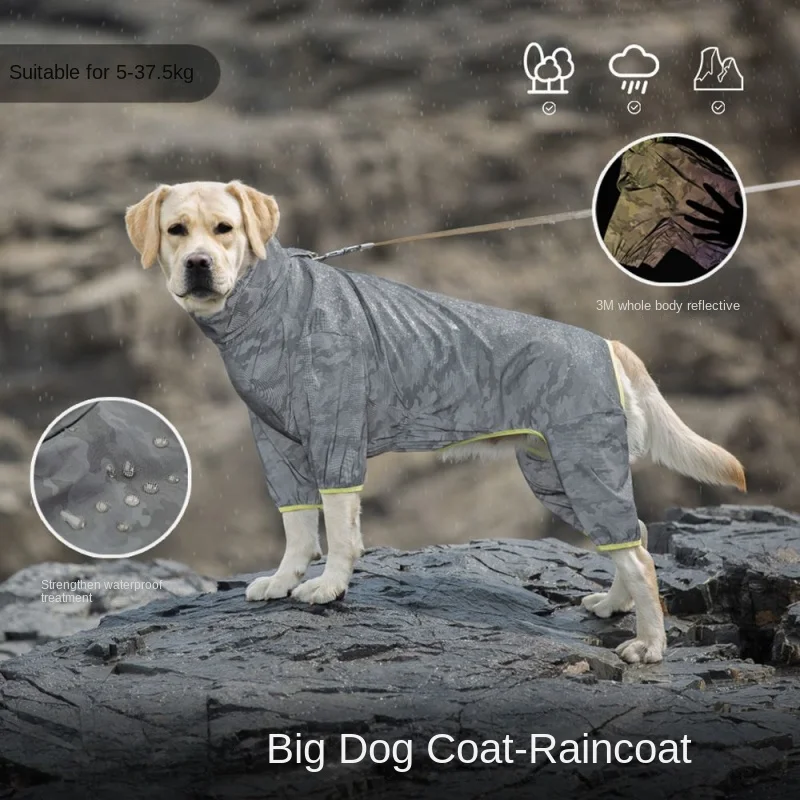 

Dog Raincoat Waterproof Reflective Golden Retriever Jacket Outdoor Pet Four Legged Thin Large Dog Raincoat Suitable For Outdoor