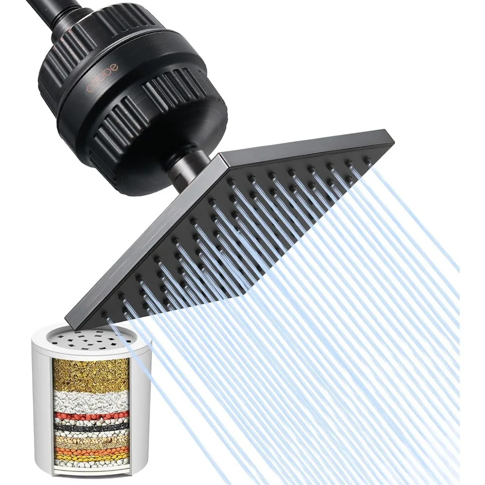 

Комбинированная насадка для душа Cobbe с фильтром высокого давления, насадка для тропического душа с 20-ступенчатым фильтром для жесткой воды - регулируемая Re