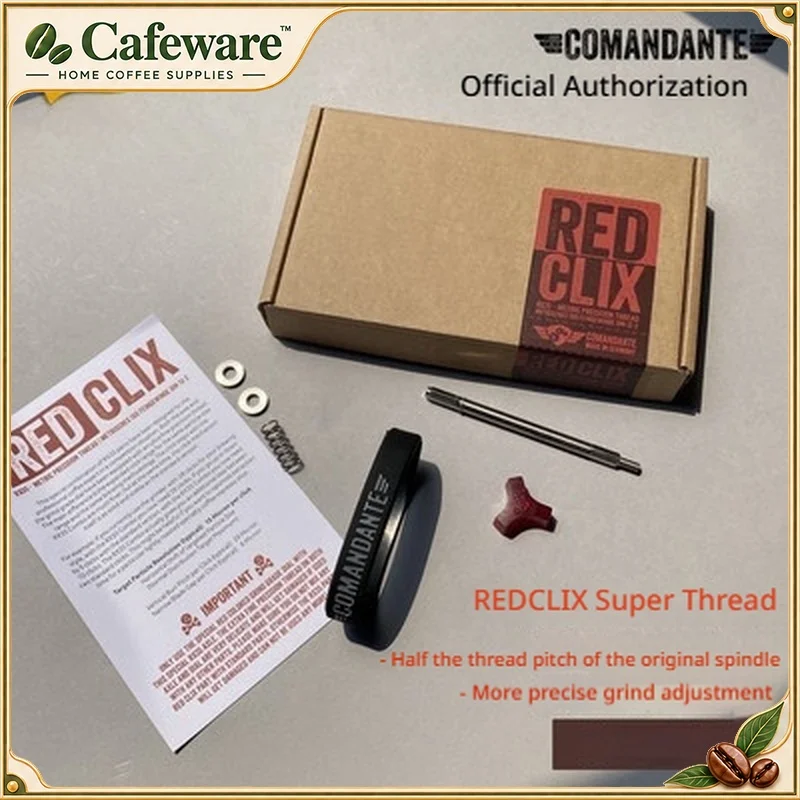 Comandante Red Clix Upgrade Kit For C40 Manual Coffee Grinder Ultra Fine Thread Axle Set With Coffee Grounds Jar Barista