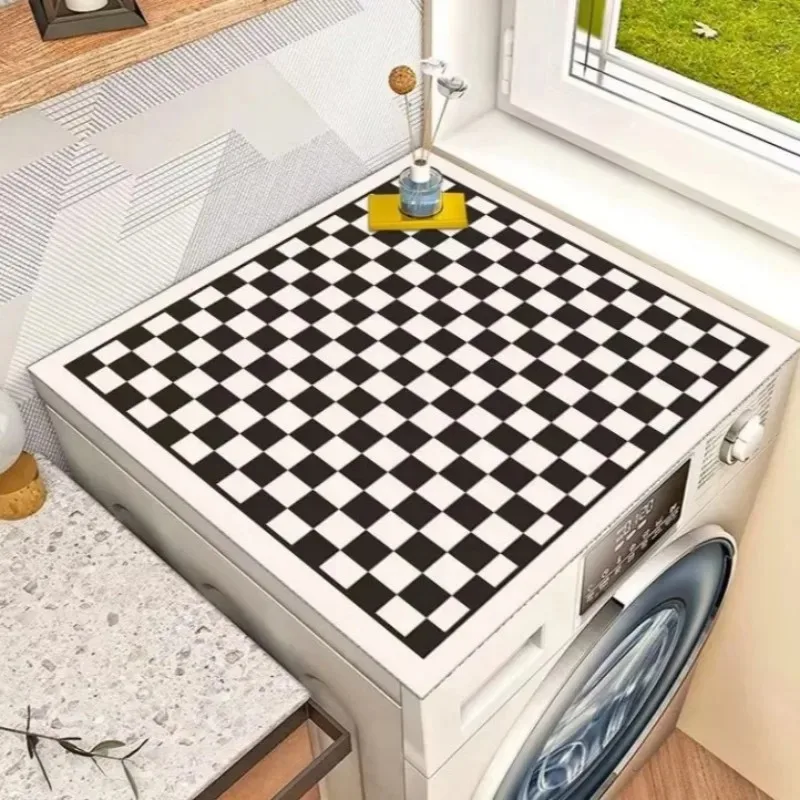 Modern Simple Style Washer Dryer Dust Cover Floral Print Fast Drying Absorbent Protector Mat Washing Machine Laundry Decoration