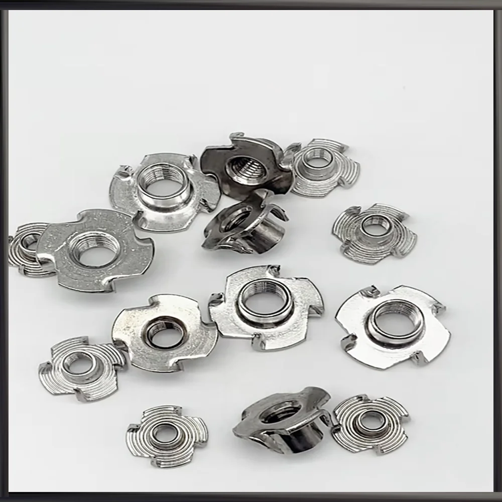 

304 Stainless Steel 4-Prong T-Nut Knock In Insert Nut M4 M5 M6 M8 M10 1/4-20 5/16-18 3/8-16 Wood Speaker Fasteners