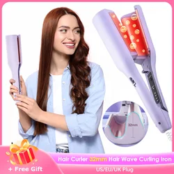 32mm French Hair Curler Wave Professional Egg Roll Hair Curling Iron Corrugated Wavy Styler Fast Heating Volumizing Styling Tool