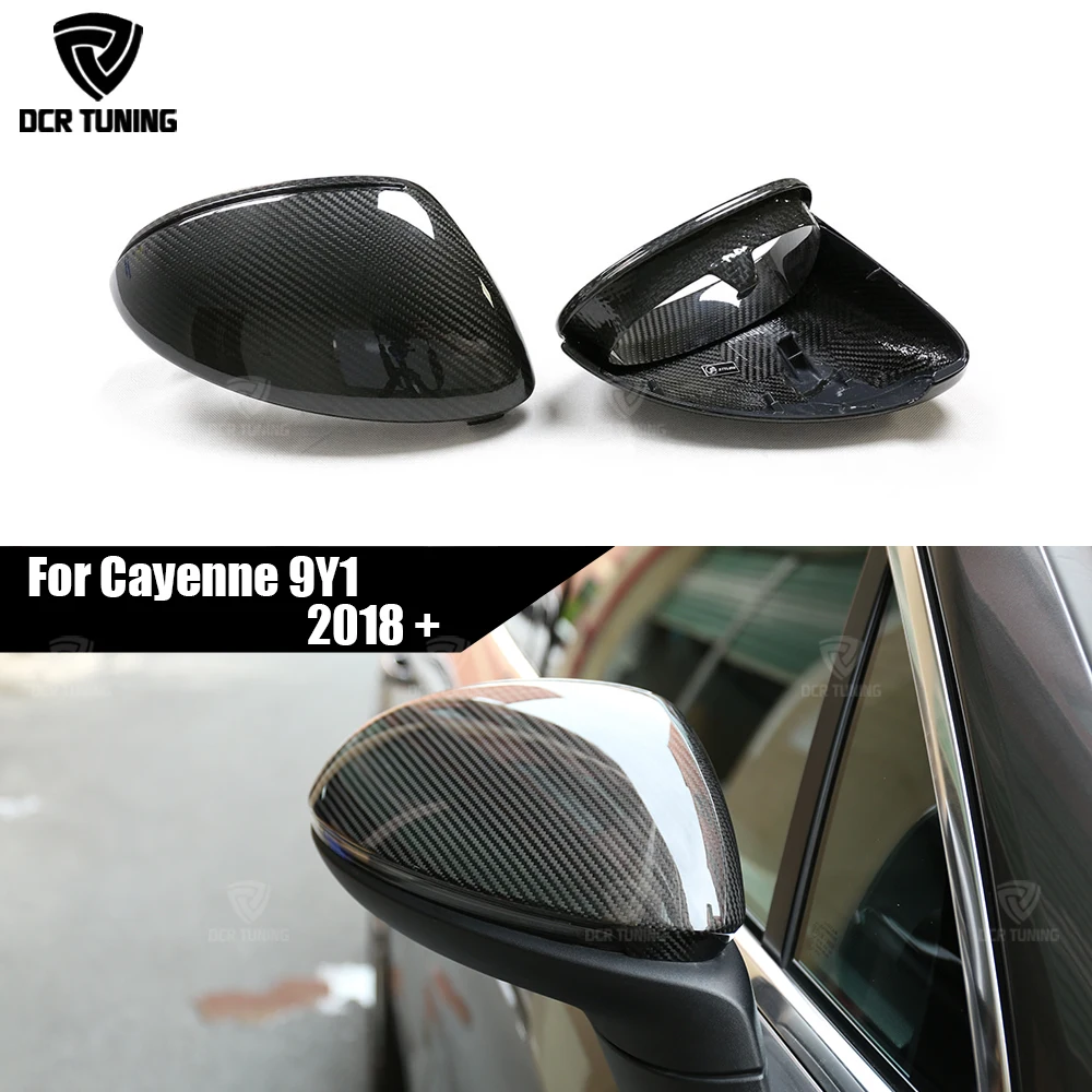 For Porsche 2018 - 25 Cayenne 9Y1 Turbo GT GTS Real Full Dry Carbon Fiber Replace Rear View Mirror Cover Side Caps Only fit LHD