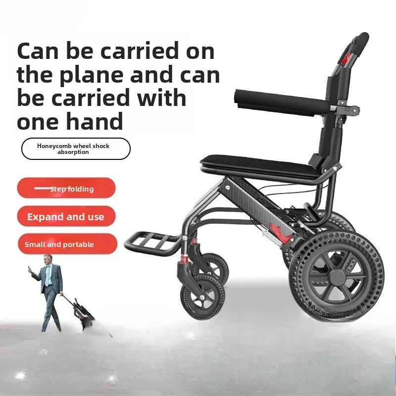 Wheelchair Ultra Lightweight Foldable Small Portable Trolley for the Elderly