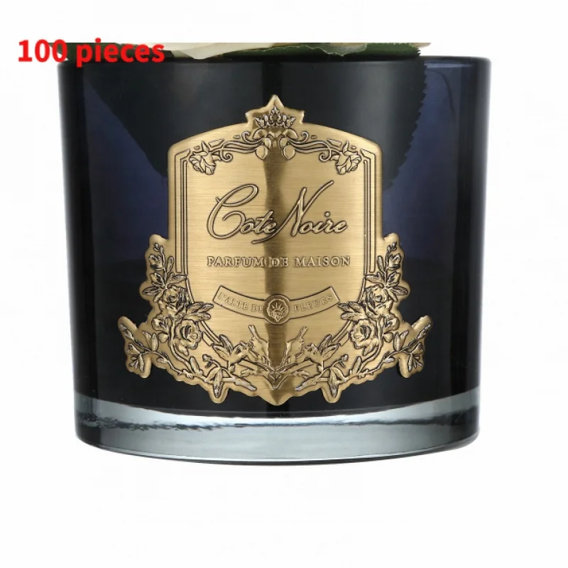 

10 0.Zhang.Custom.custom labels packaging luxury candles private label design 3d relief embossed metal label logo sticker