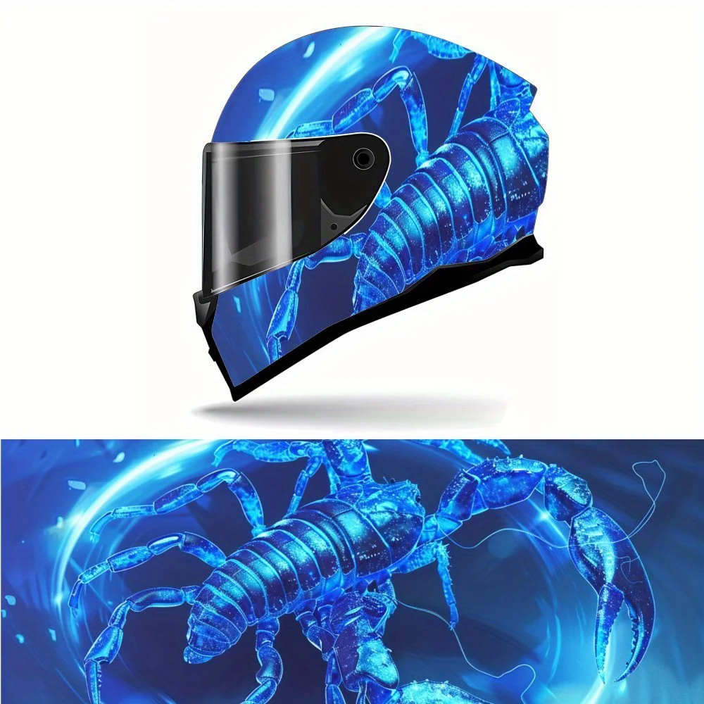 

Starry Sky Glowing Blue Scorpion Art Print Full Helmet Wrap Sticker Motorcycle Helmet Racing Graphic Decal Vinyl Wrap Helmet Dec