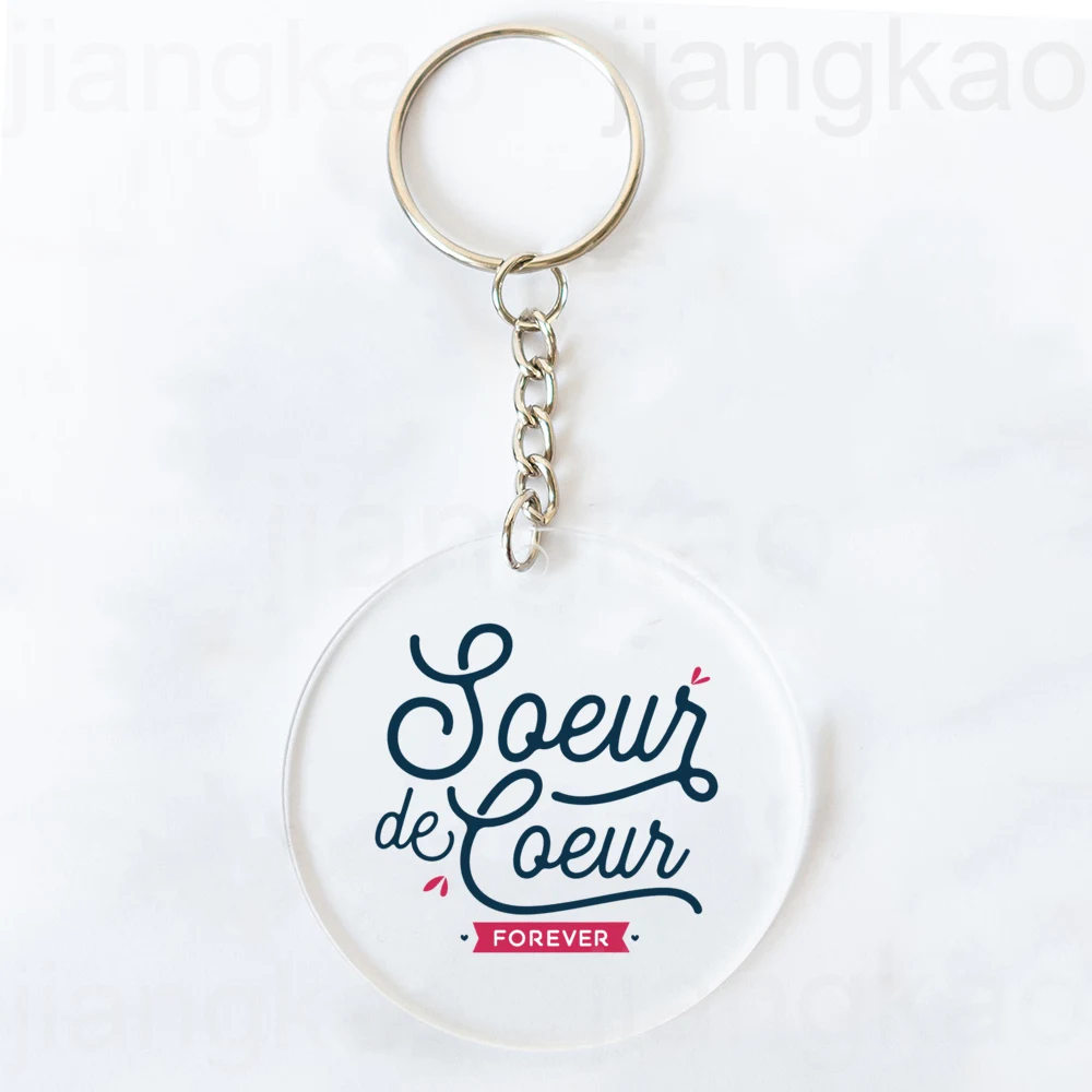 I Am An Almost Perfect Sister French Printed Key Chain Transparent Keychain Acrylic Keyring Festive Birthday Gifts for Sisters