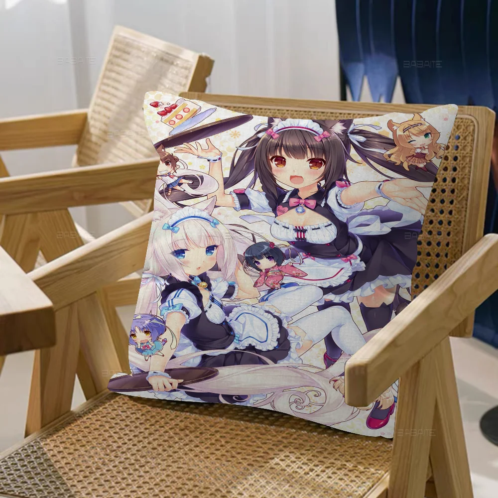 Anime Nekopara Pillow Cover For Bedroom Room And Living Room Sofa Decorative Cushion Cover