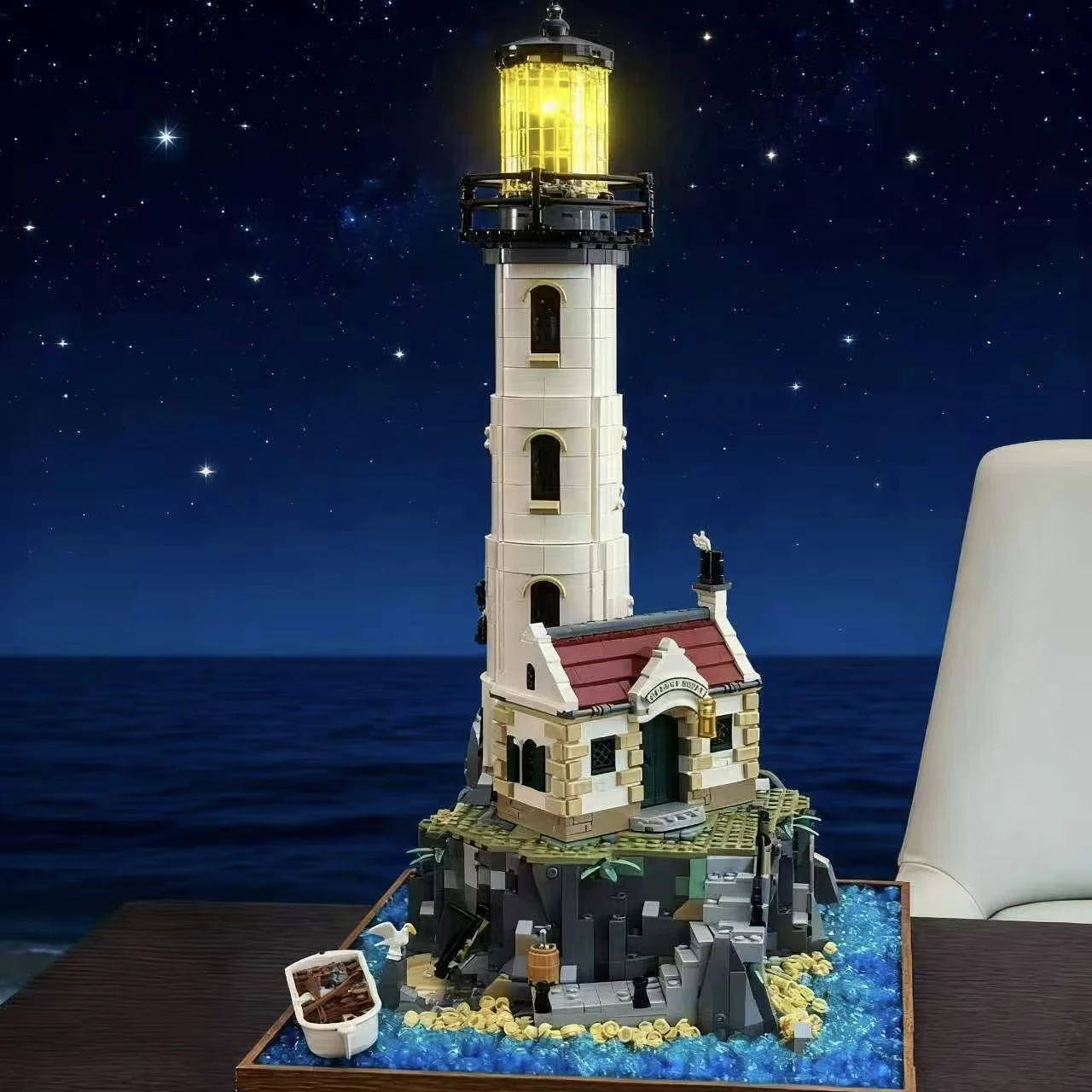 1053피스 등대 조립 세트/퍼즐 블록 수공예/어려운 조립 전시 선물 친구용 할로윈/추수감사절