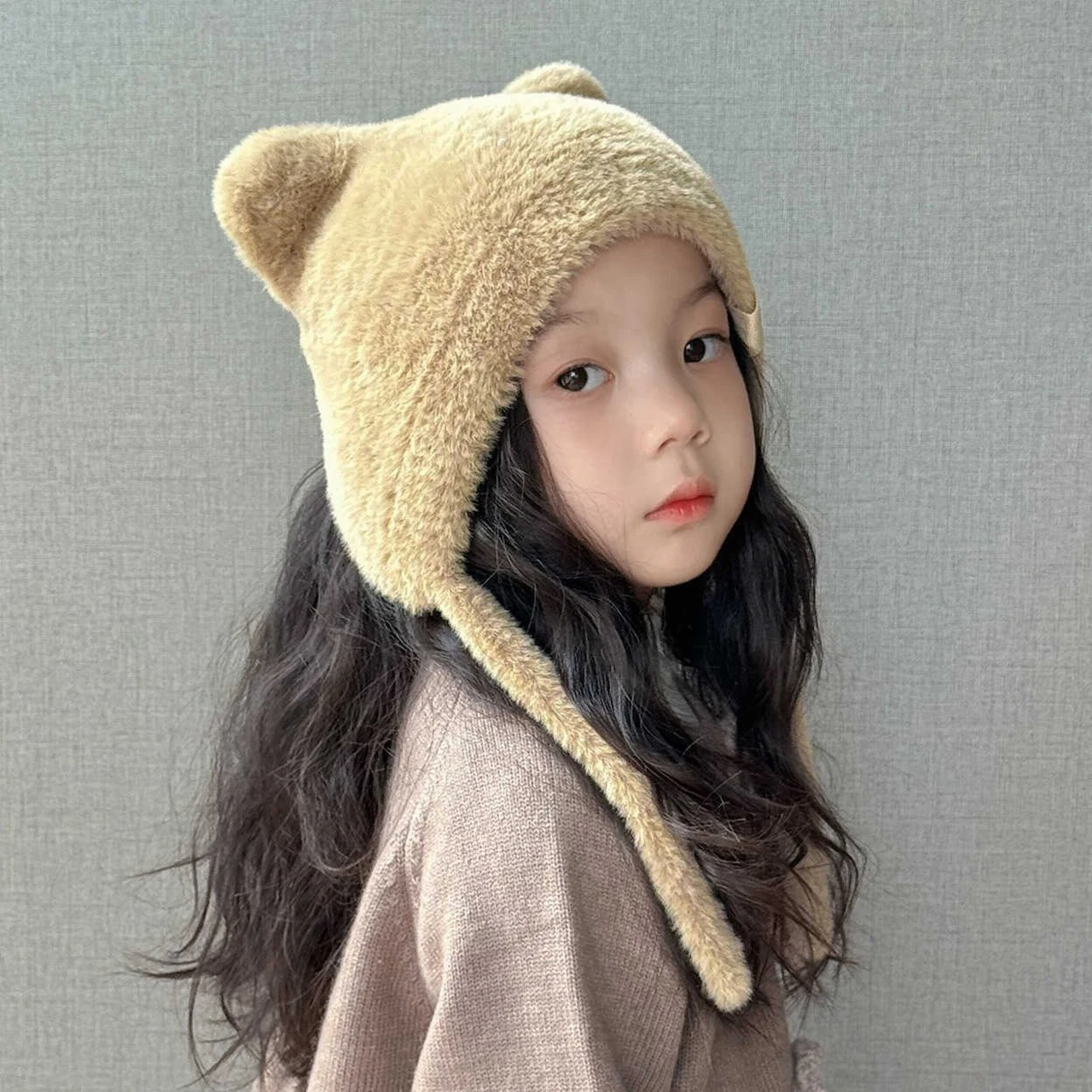 หมวกปิดหูขนนุ่มน่ารักสำหรับเด็ก หมวกคลุมศีรษะเด็กอายุ 1-5 ปี สำหรับเด็กชายและเด็กหญิง หมวกไหมพรมกันหนาวแบบหนา อุ่นสบายสำหรับเด็ก