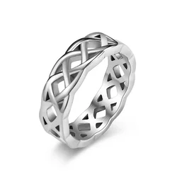 Cool Celtic Eternal Weave Stainles Steel Ring for Men Women Twined Hollow Out Black Gold Plated Titanium Ring