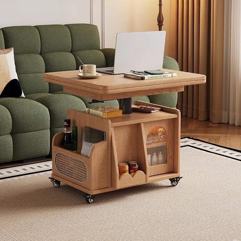 Solid Wood Movable Tea Multifunctional and Folding Edge Cart Medium-ancient Style Household Tea Table Dining