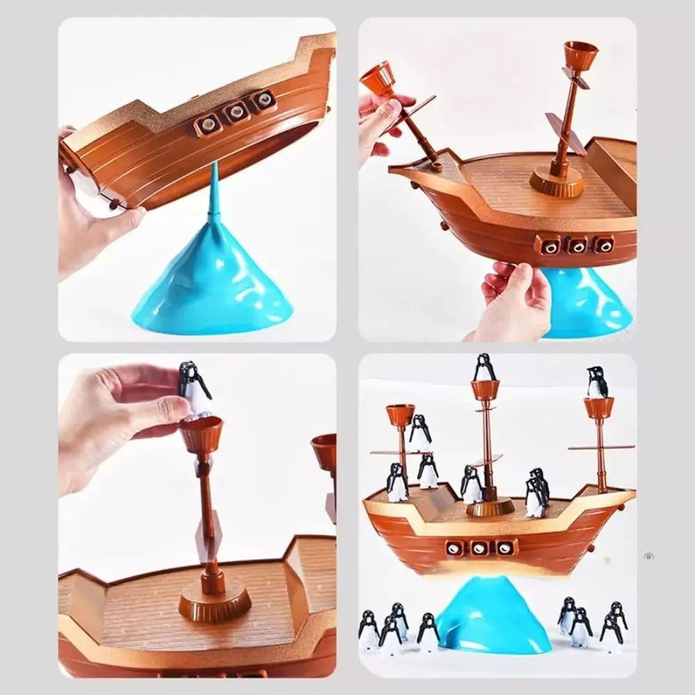 1 set Educatief Pinguïn Piratenschip Balansspel Interactief leren Piratenboot Spel Speelgoed Plastic Stapelbaar