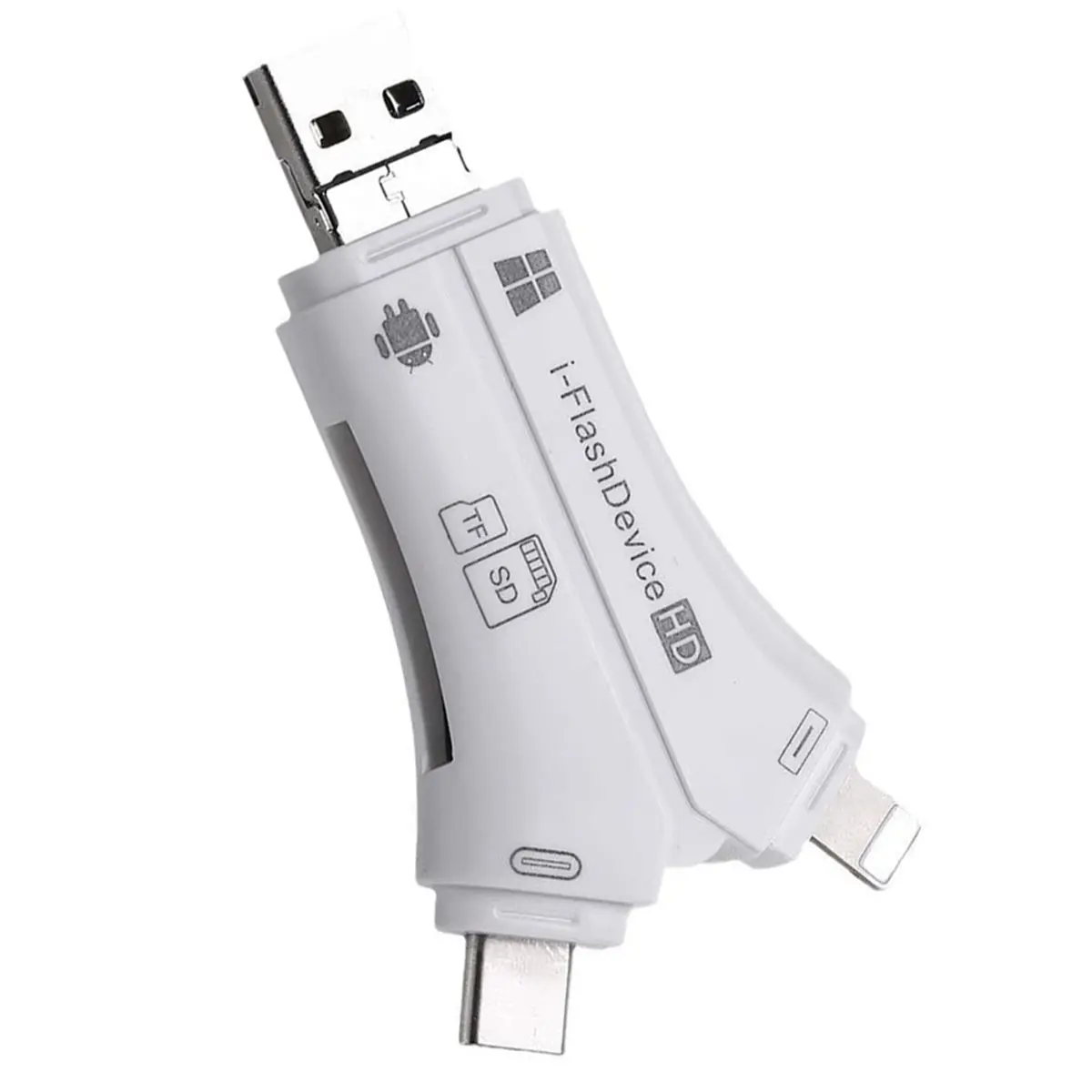 DT90 New USB2.0+Micro+Type-C+ 4-in-1 Multi-Interface Card Reader for SD/TF Card for Phone Android I-Flashdevice