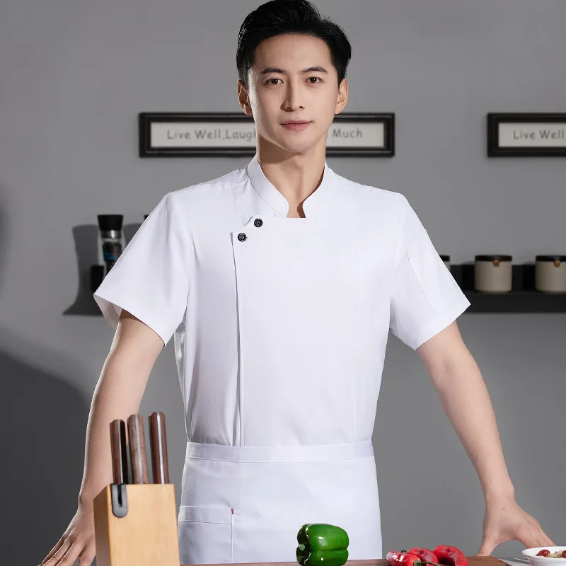การจัดเลี้ยงโรงแรมร้านอาหารชุดเชฟฤดูร้อนแขนสั้นร้านอาหารตะวันตกร้านสเต็กโรงอาหาร Pastry Chef Workwear ผู้ชาย