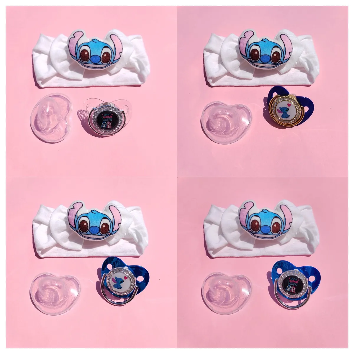 [Disney Newborn Decorations Supplies Pacifier Socks baby headband] Stitch Boy Stuffed animated animal Plush doll Baby Gift Set
