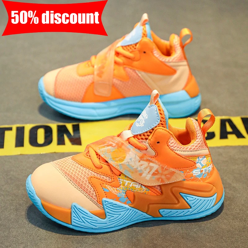 

Childrens Sneakers Outdoor Training Wear-resistant Rubber Sole Anti Slip Basketball Shoes Comfortable Mesh Youth Running Shoes