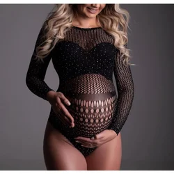 Bodysuit Rhinestones Maternity Women Photoshoot sexy bodystocking lingerie