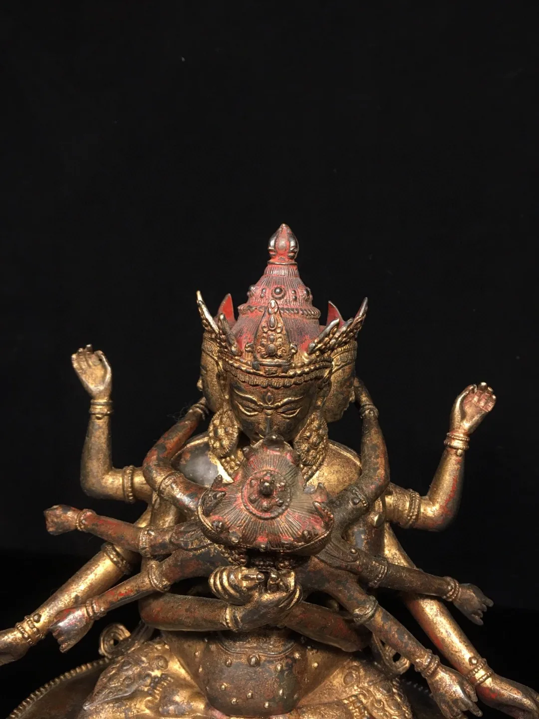 Tibetan Brass Mud Gold Cinnabar Painted King Kong Happy Buddha Daweide Chinese Ornament Home Buddhist Hall Supplies 30cm